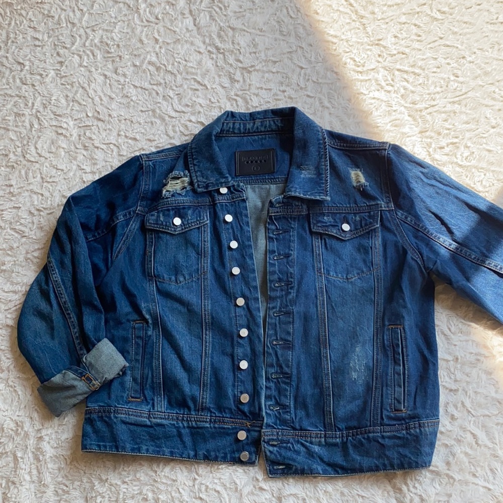 Blank Denim Distressed Crop Jacket